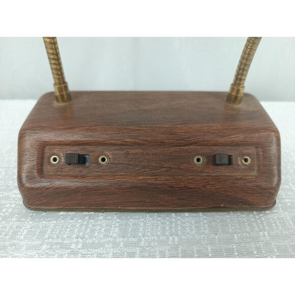 Small Roxter Co  Dual Table Lamp Gooseneck Adjustable Stem Gold Finish #6950 - Picture 4 of 10